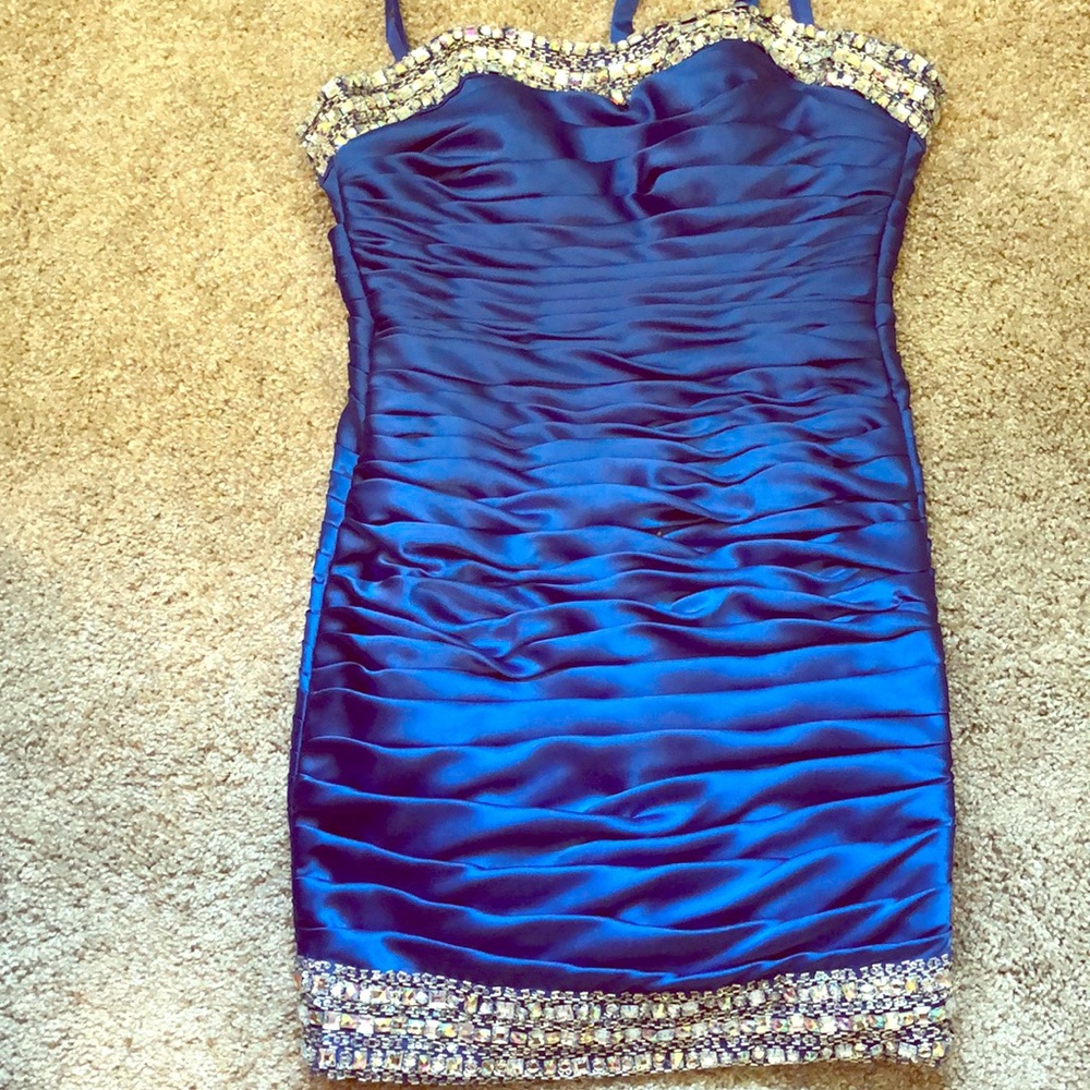 Royal Blue & Crystal detail cocktail dress!